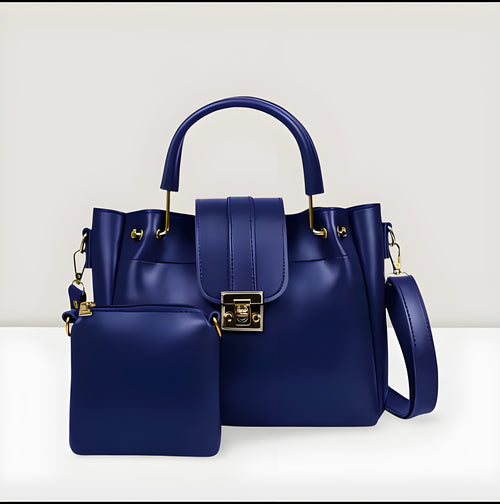 2-in-1 Women’s Stylish PU Leather Handbag Set Elegant Shoulder Bag for Daily & Occasional Use Comes with a Matching Mini Pouch-Available in 4 Trendy Colors