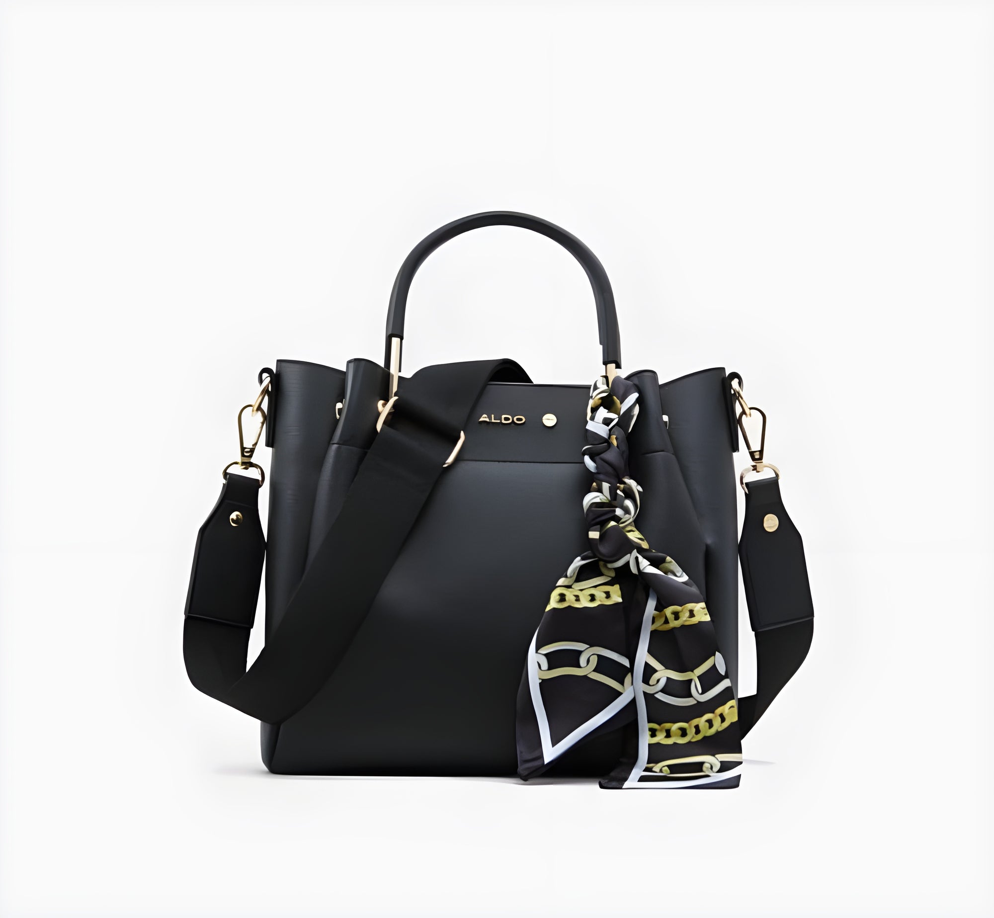 Premium Women's Handbag – Stylish 2-Tone PU Leather Shoulder Bag with Scarf – 3 Colors Available | RZ FASSION