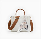 Premium Women's Handbag – Stylish 2-Tone PU Leather Shoulder Bag with Scarf – 3 Colors Available | RZ FASSION