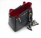 Premium Women's Handbag – Stylish 2-Tone PU Leather Shoulder Bag with Scarf – 3 Colors Available | RZ FASSION