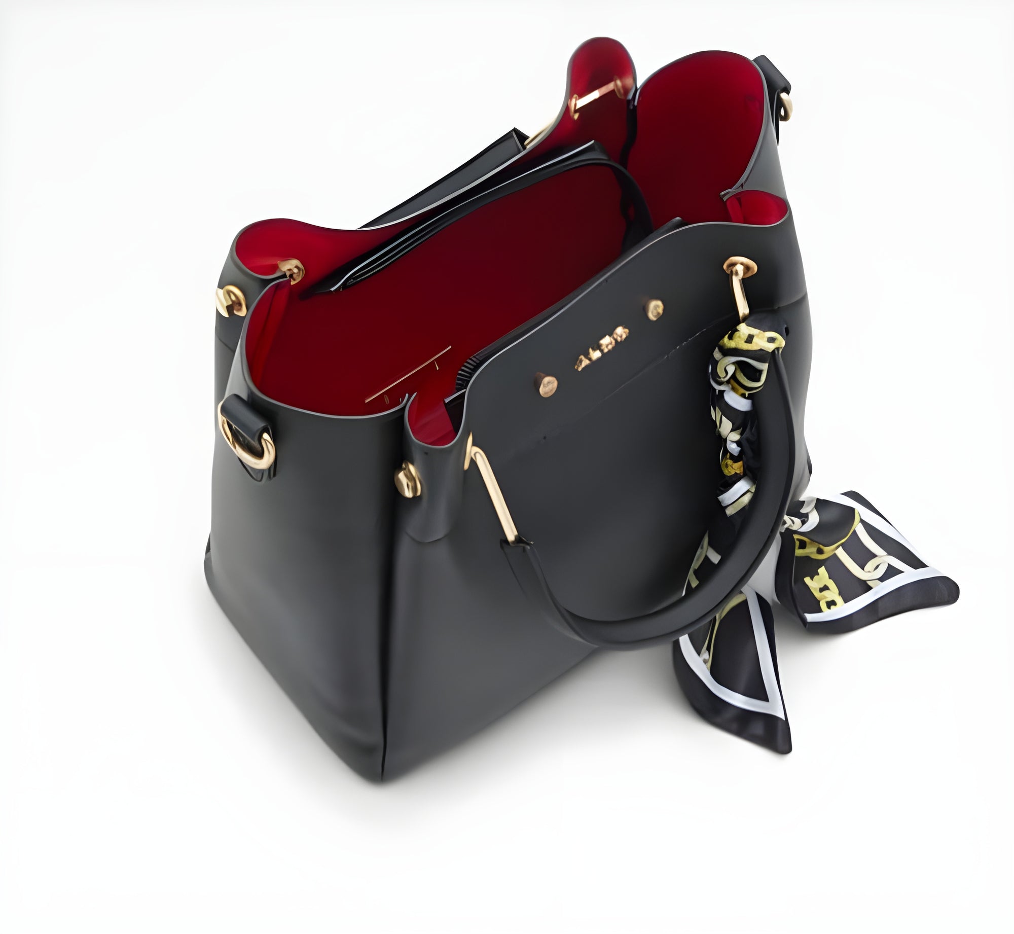 Premium Women's Handbag – Stylish 2-Tone PU Leather Shoulder Bag with Scarf – 3 Colors Available | RZ FASSION