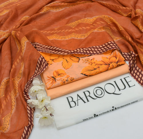 Baroque 3PC Digital Lawn Suit – Summer Collection 2025 | 100% Original with Stamp