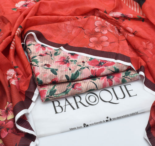 Baroque 3PC Digital Lawn Suit – Summer Collection 2025 | 100% Original with Stamp