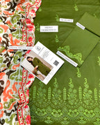 Sapphire Green 3PC Embroidered Lawn Suit – Digital Printed Dupatta | Summer 2025 Collection